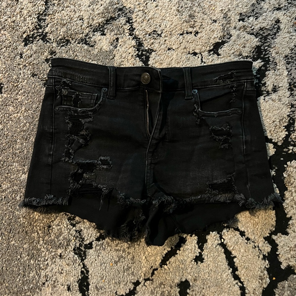Black jean shorts